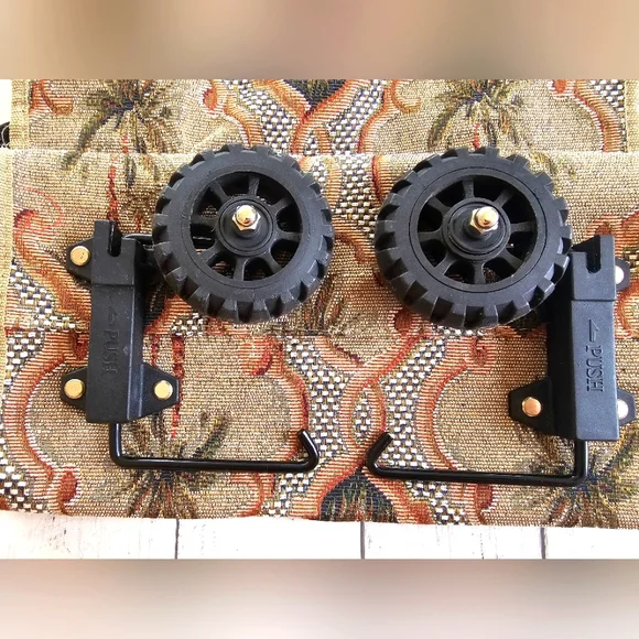 Vintage Bovano USA Fold up Collapsible Rolling Travel Bag Suitcase Palm Trees - Picture 7 of 15